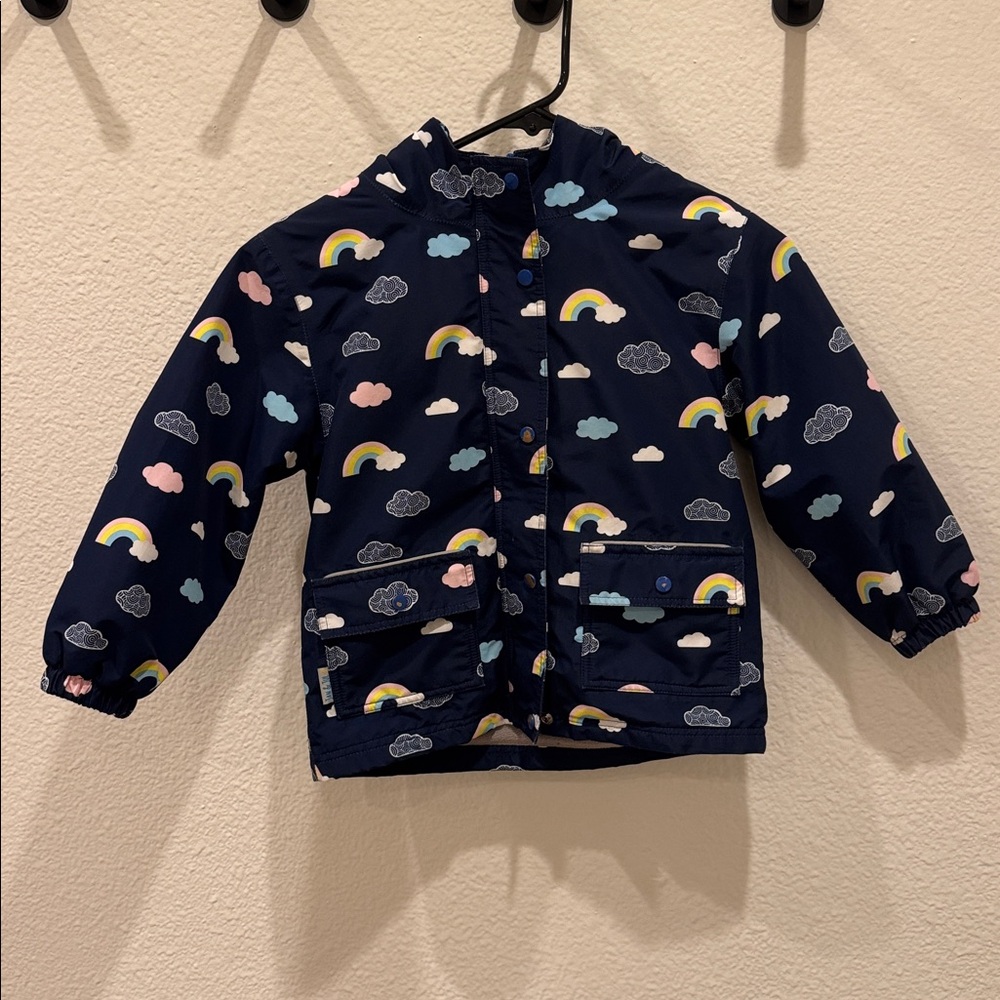 Jan & Jul 4T Navy Raincoat with Rainbow and Clouds